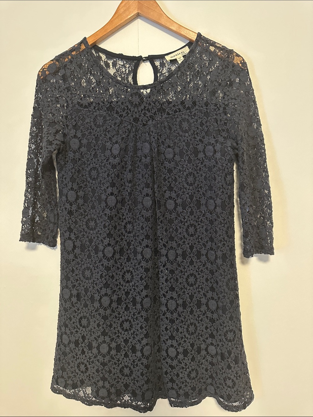 Monteau Navy Floral Lace Mini Dress